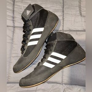 adidas Black and White High-Top Sneakers with Gum Outsole
